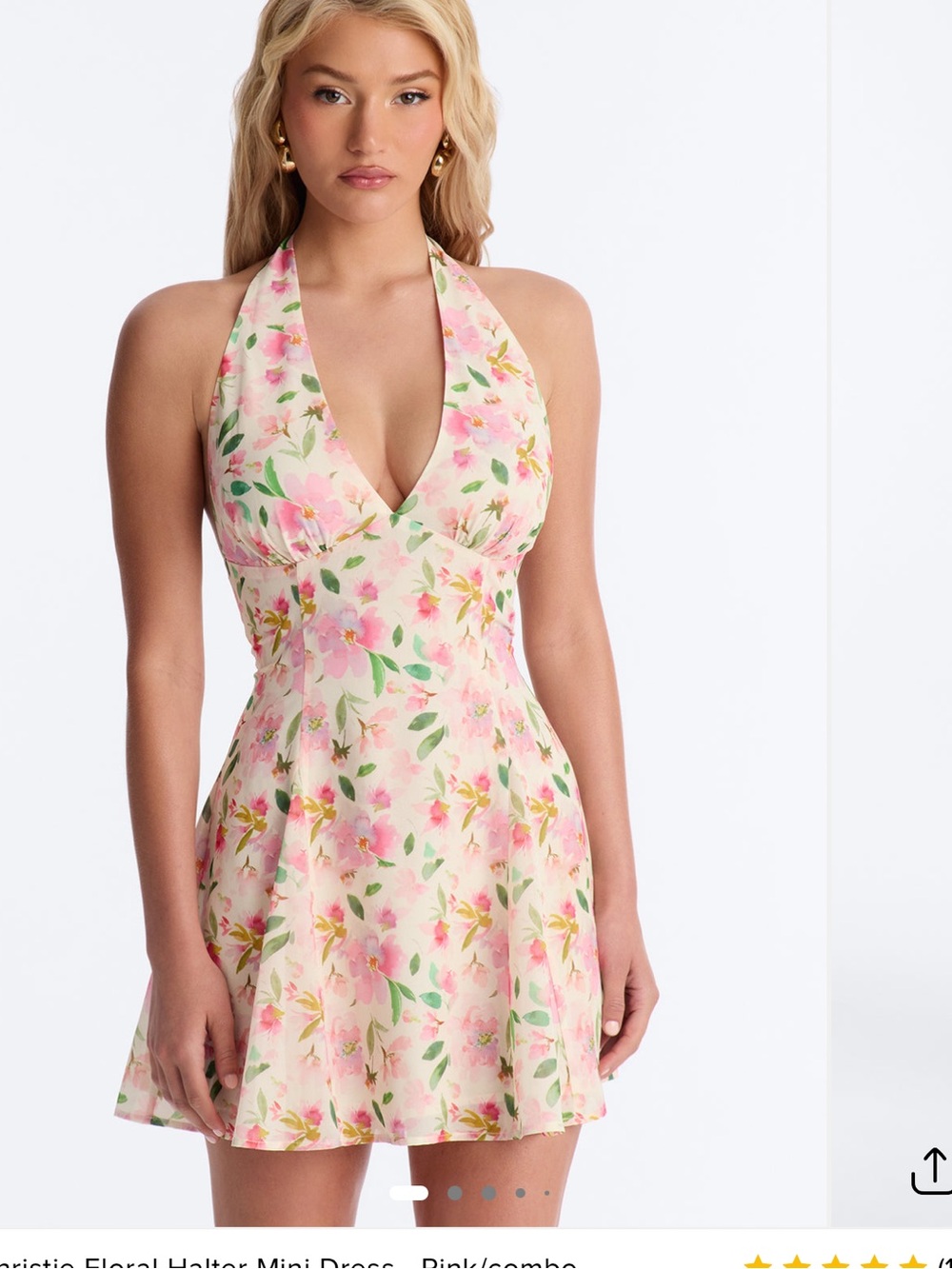 Fashion Nova Pink Floral Halter Mini Dress